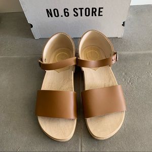 No. 6 clog tan sandals